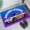JDM Car Doormat  Black Tuning Vehicle with Yellow Background & "BVECTOR" Logo, Anime-Style Floor Mat for Man Cave and Garage