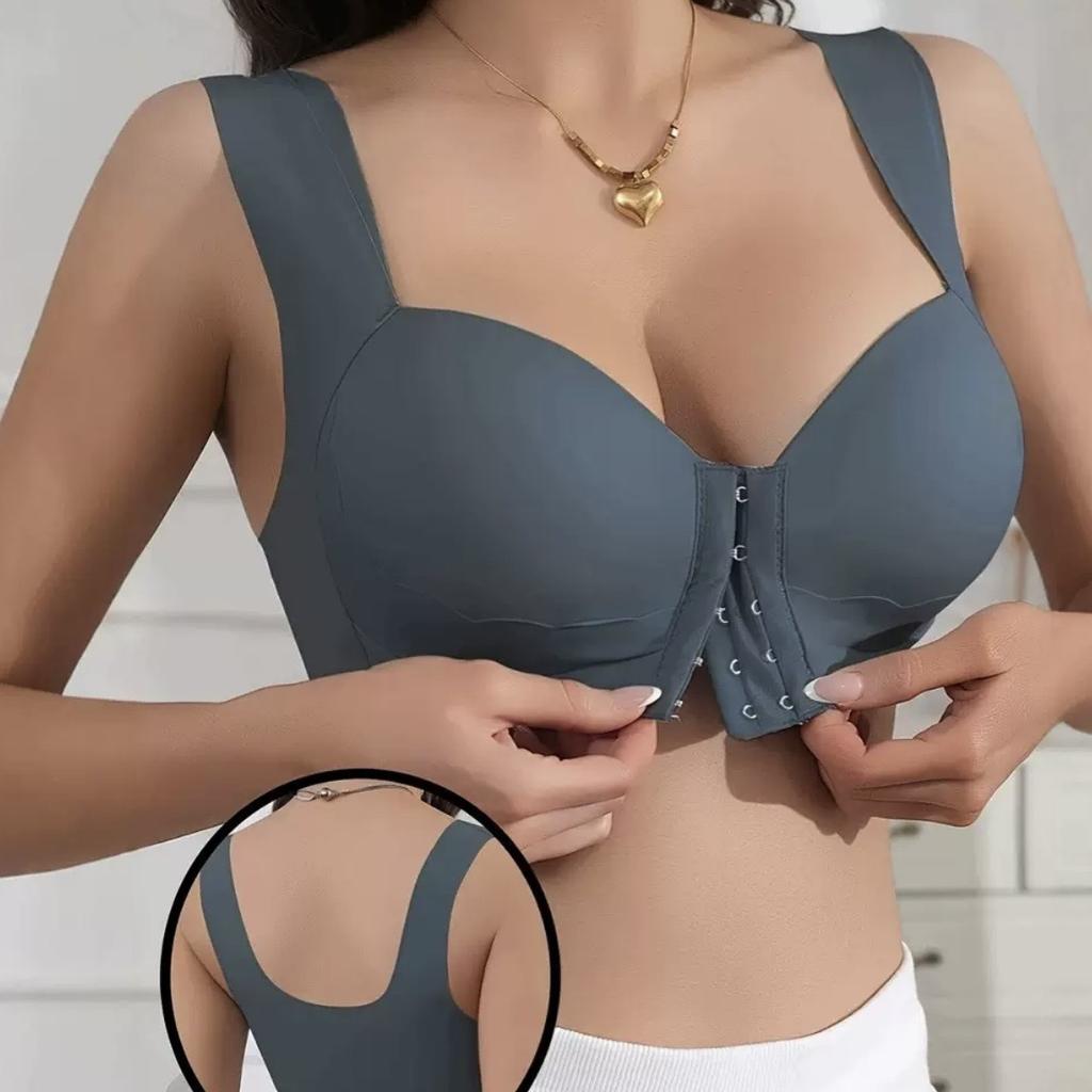 Large size TK sexy front buckle seamless large size underwear gathering top support no steel ring text bra