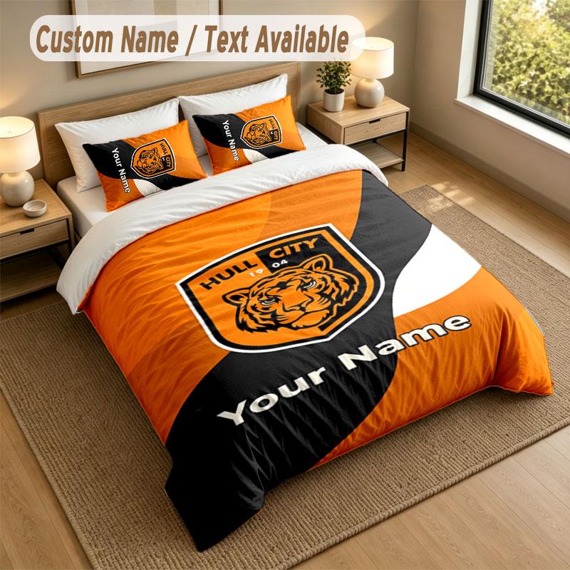 Bedding Set 1 Duvet Cover 2 Pillowcases Hull City Print Soft Bed Linen Bedroom Decor