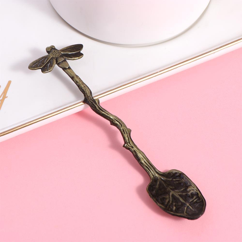 Zinc Zinc Zinc Alloy Dessert Spoon Vintage Teaspoon Stirring Spoon Dragonfly Coffee Spoon  Pudding