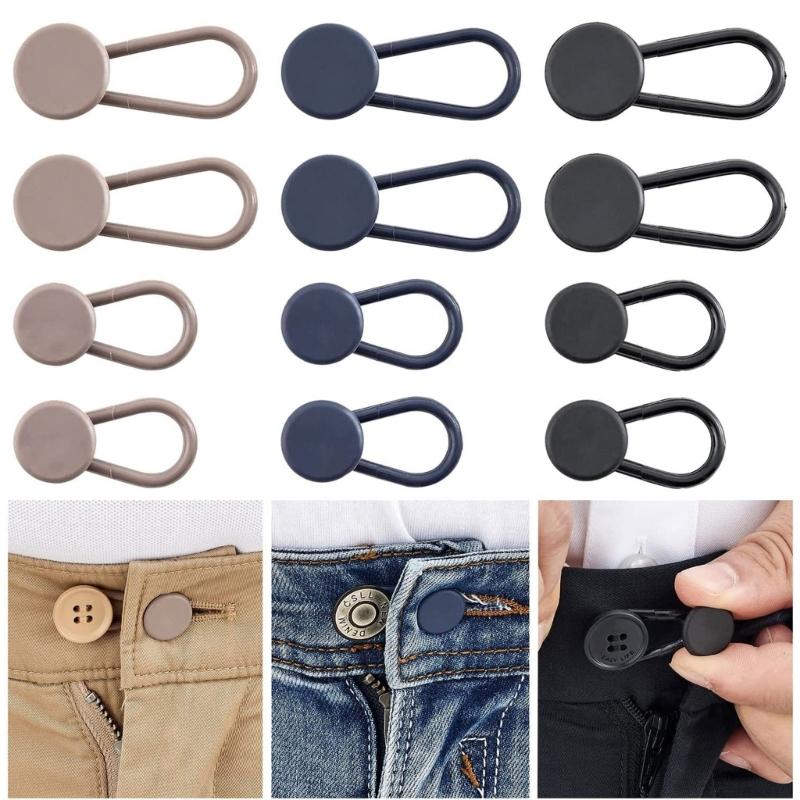 12pcs Pants Waist Button Extenders for Jeans Women Men Pants Waist Extenders Waist Extension Flexible Waistband Expander