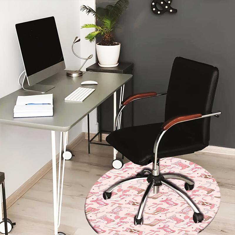 

1pc Pink Bow Boots Pattern Round carpet, Perfect for Decorating Chairs, Living Rooms, Or Bedrooms, for Living Room.194 80cm by 80cm