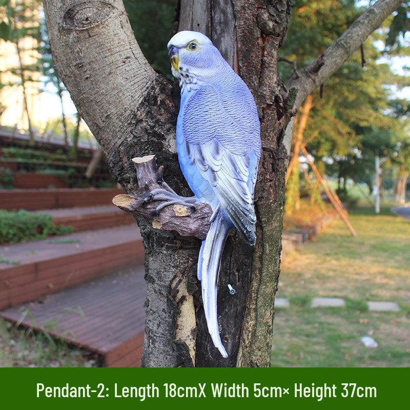 Parrot Tree Decoration: Cross-border Bird Model Resin Ornament for Courtyard