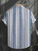 Men'S Stylish Short-Sleeve Shirt, a Trendy New Blue And White Striped Short-Sleeve Shirt for Summer Wear, Perfect for Casual Outings, Beach Vacations,
