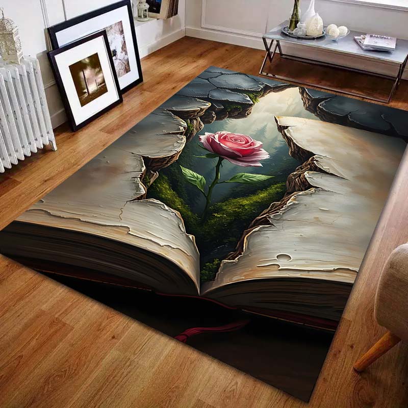 Roses In The Cracks Print Carpet for Bedroom Living Room Bedside Sofa Floor Mat Modern Home Decor Area Rug Large Size