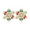 New Trendy Rhinestone Imitation Pearl Snowflake Bell Elk Christmas Hat Stud Earrings For Women Christmas Jewelry Accessories