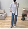 Women's Retro Double-Breasted Cotton Linen Long-Sleeve Polo Shirt