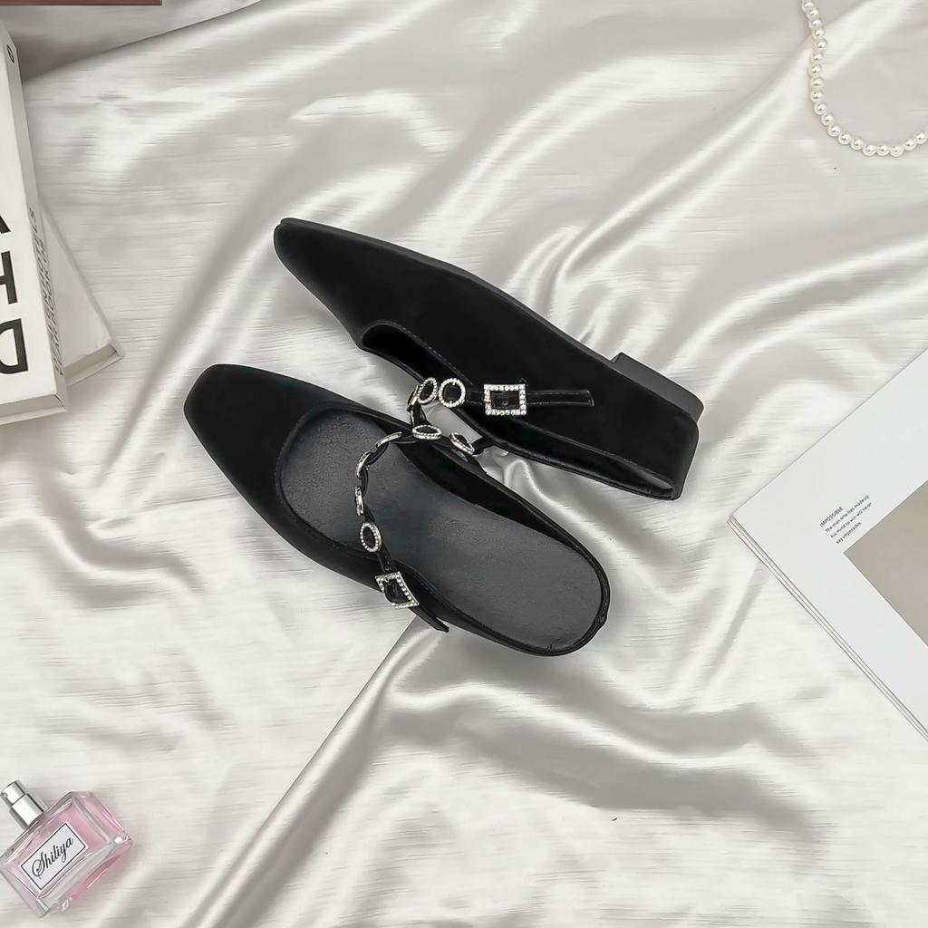 Grape mother wears half-drag Muller single shoes outside, women's back empty small man inner height increase casual women's shoes 2025 Korean version