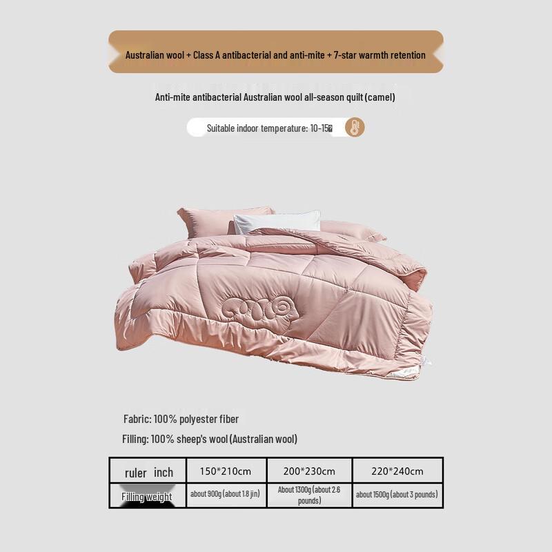 

Mercury Textile 100% Australian Wool Quilt - Four Seasons Anti-Mite