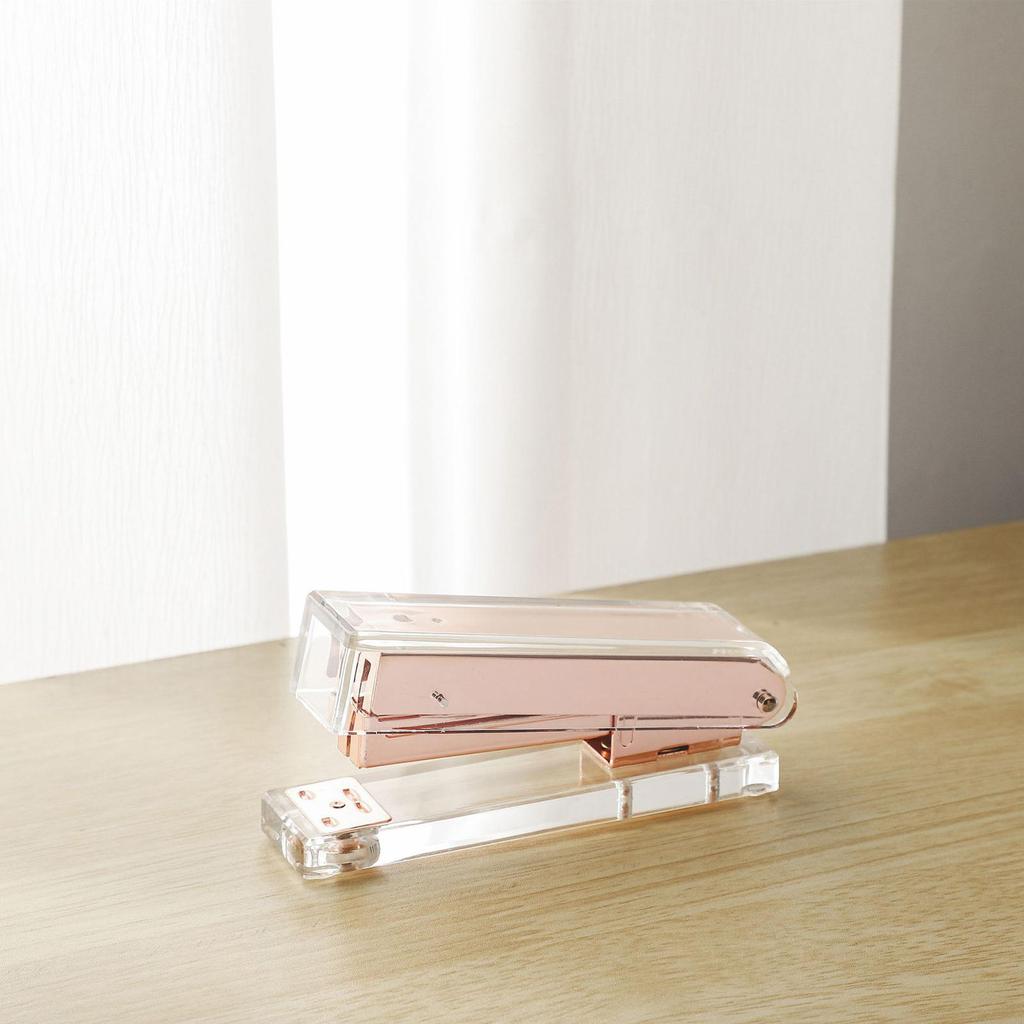 Rose Gold/Gold Desktop Stapler Stationery Accessories Gift Transparent Acrylic Standard Stapler Stapler for Home School Office