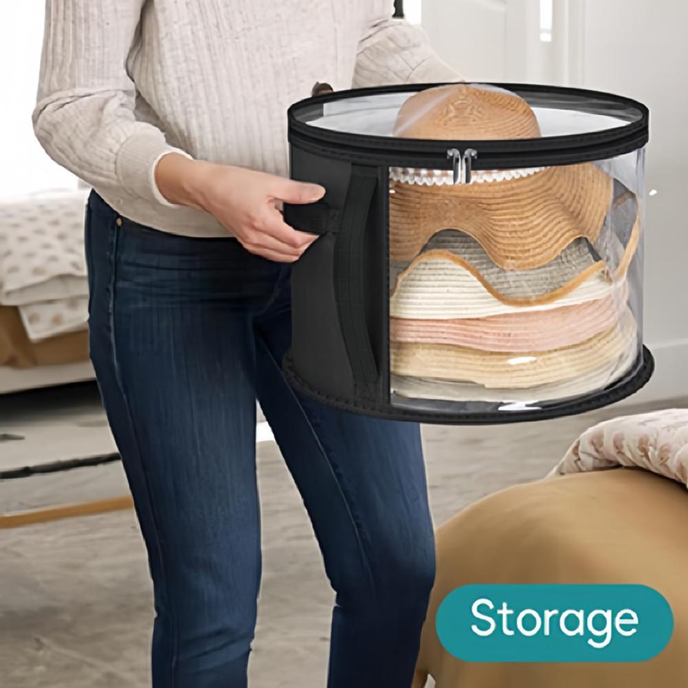 Portable Hat Storage Bucket Clothing Hat Travel Organizer Versatile Foldable Round Brim Bag For Store Clothes, Scarves, Bags