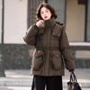 2024 Red & White Plus Size Mid-Length Duck Down Coat - Thickened, Warm, Loose Fit