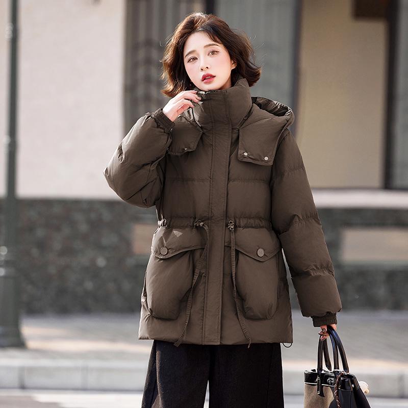 2024 Red & White Plus Size Mid-Length Duck Down Coat - Thickened, Warm, Loose Fit
