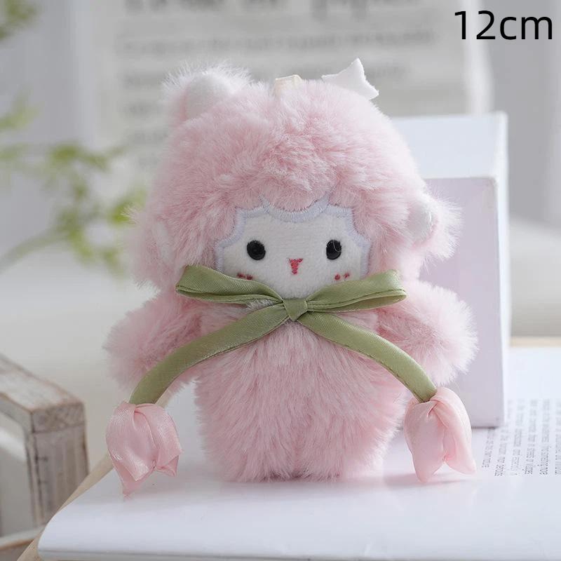 Little Sheep Plush Keychain Adorable Fluffy Animal Stuffed Doll Pendant Unique Gift for Children Friends