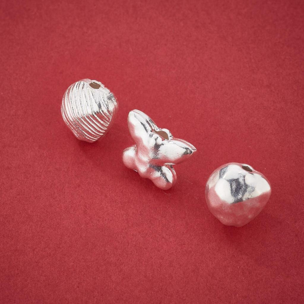 Irregular Hammered S925 Sterling Silver Spacer Beads for DIY Beaded Bracelets