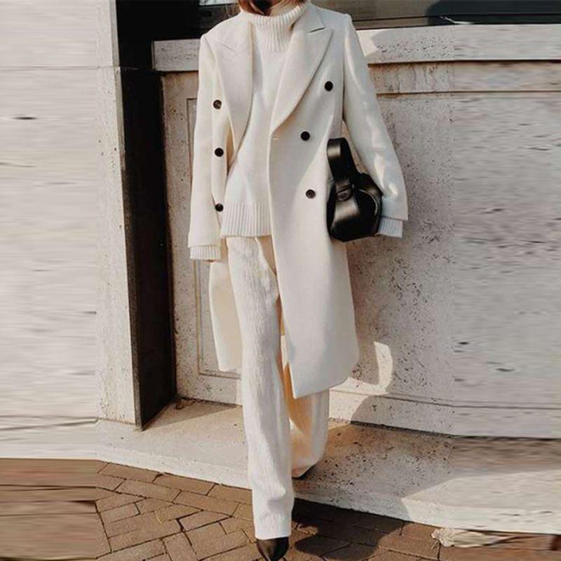 

Solid Color Women s Lapel Long Sleeve Jacket Women Lapel Long sleeve Outerwear White XL