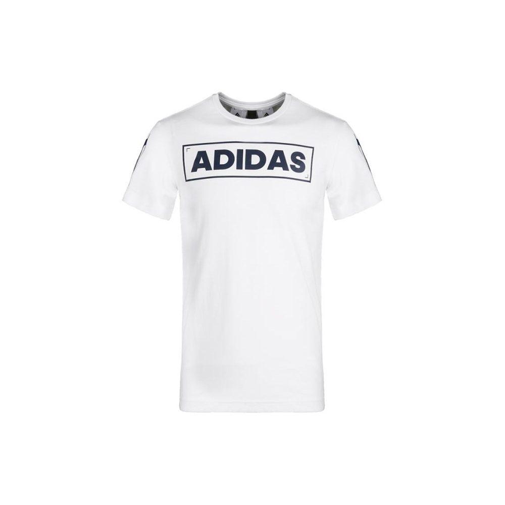 Adidas T Shirts Men's White Crew Neck Moderate Straight Fit CV4537
