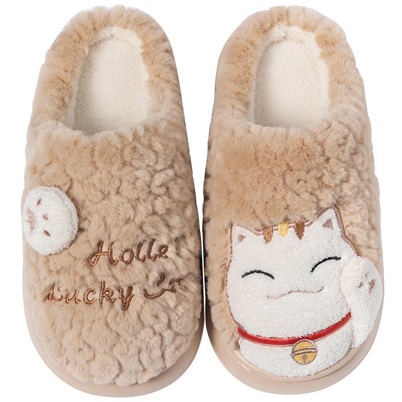 Cotton slippers women's winter simple non-slip warm couple home confinement shoes thickened men's indoor cotton mop