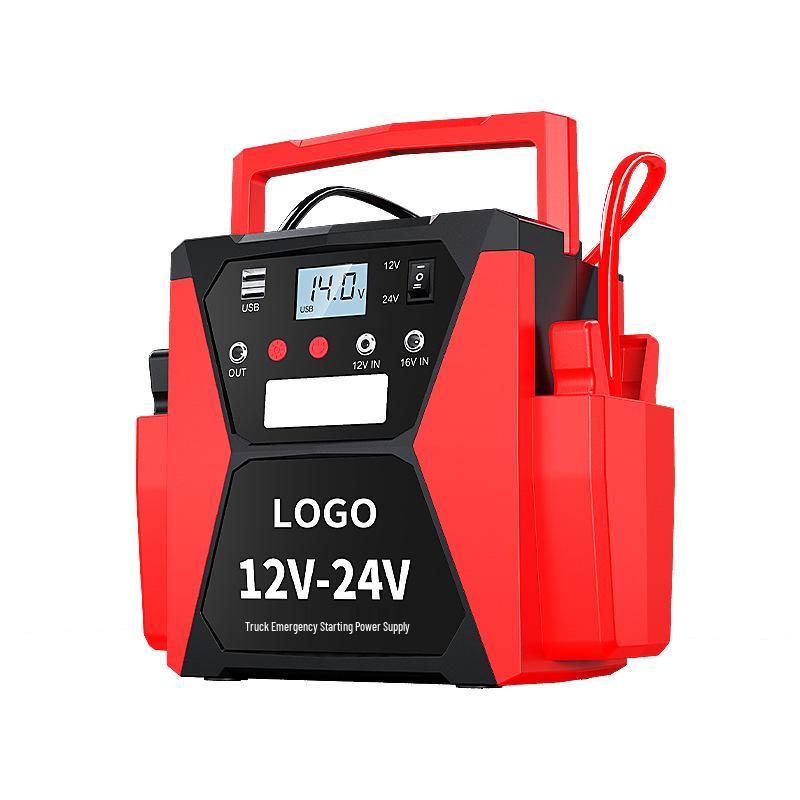 Dual Voltage Truck Jump Starter: 12V/24V Diesel & Gas, with USB Charging - Outdoor Emergency Power Supply
