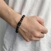 Black Matte Agate Beaded Bracelet with Zodiac Signs - Elastic Buddhist Couple Design
