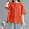 Female Summer Loose Short Sleeve T-Shirt Round Neck Embroidered Pullover Top