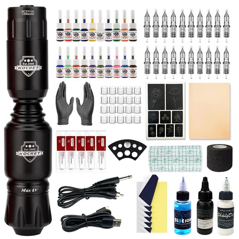20 Color Tattoo Ink Set Integrated Tattoo Machine Complete Set Rocket Tattoo Pen Tattoo Tool Equipment чёрный