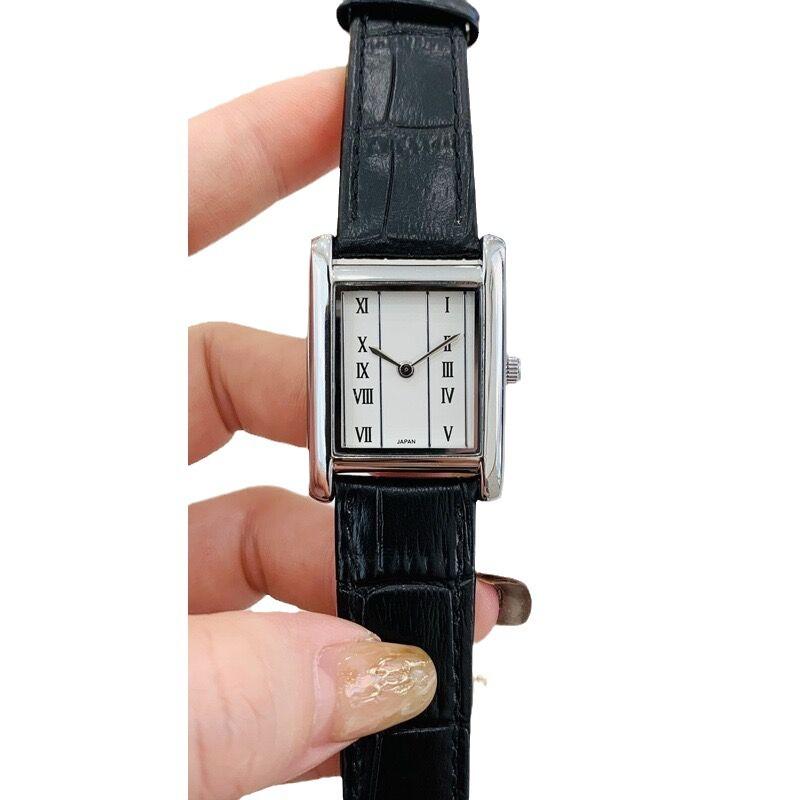 Square Watch Belt Women'S Retro Art Roman 2-Pin Simple High-End Quality Waterproof Belt Women'S Watch