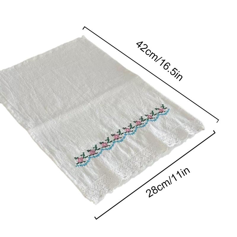 1Pc Solid Color Pastoral Style Photography Props Korean-style Cover Cloth Dust Cover Decorative Cloth Embroidered Cotton Placemat