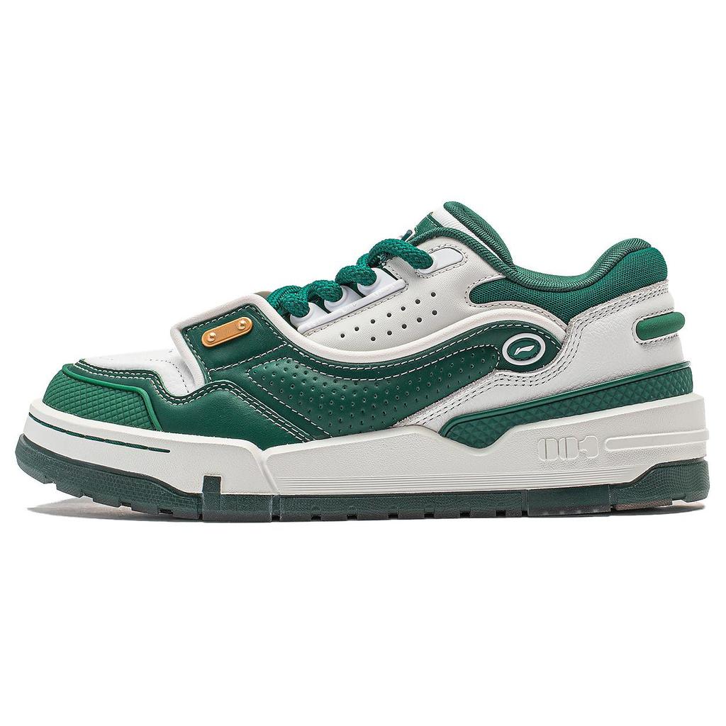 New LiNing 001 BTC MEGA Slip-Resistant Cushioning Wear-Resistant Support Low-Top Skateboard Shoes Women's White Green AGCU004-1