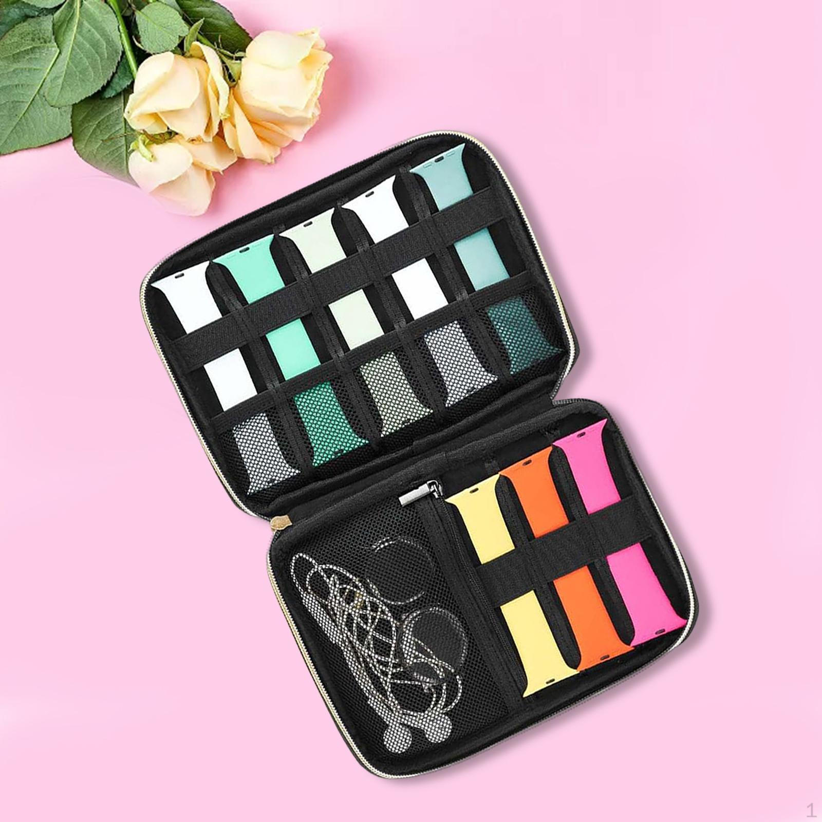 

Portable s Storage Tote Holder Carrying Case for Headset Pin Travelling Hold Watch Straps Resistant чёрный