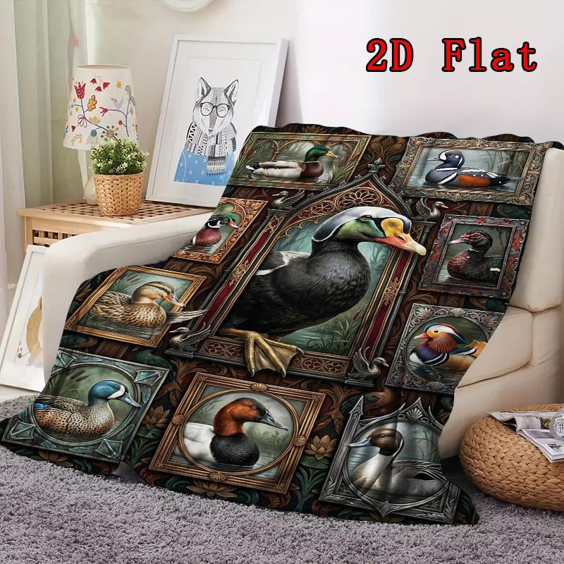 Duck Portrait Gallery 2D Flat Pattern Flannel Blanket, High Quality All Seasons, Home Decor, Warmth and Comfort, Perfect for Christmas Gifts.