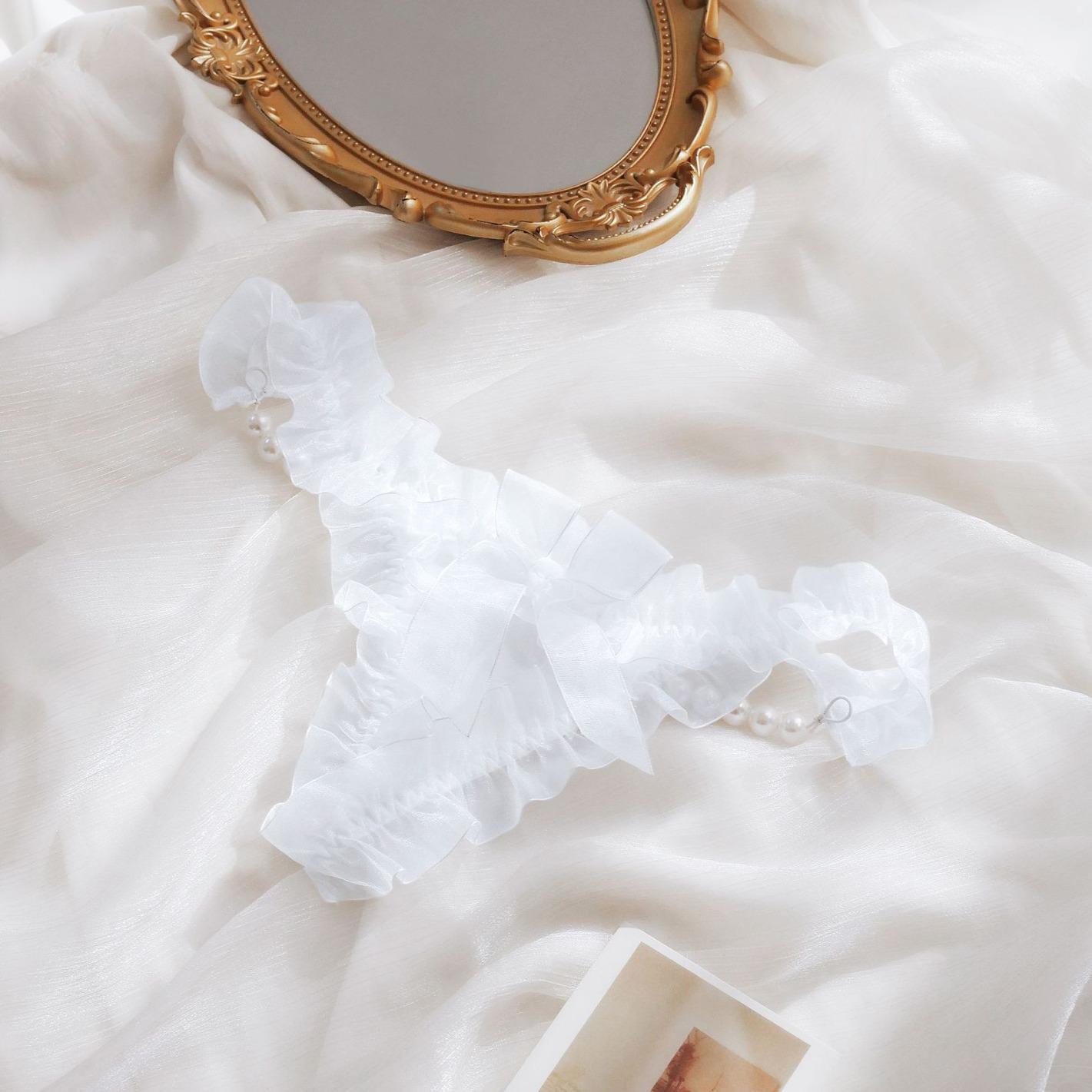 

Сексуальные кружевные стринги с низкой посадкой, с бисерной отделкой и шифоновыми оборками для женщин Large (L)