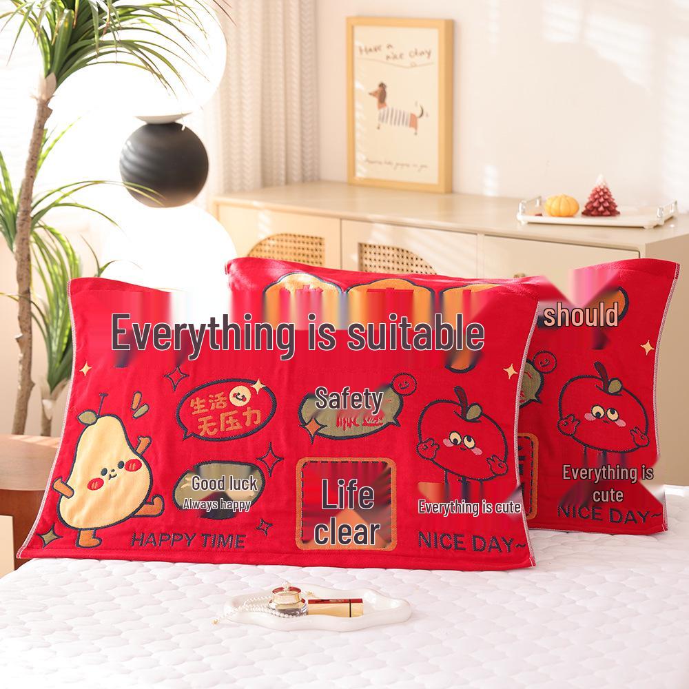 Par de Fronhas de Algodão Antiderrapantes - Design Festivo Vermelho, Absorventes de Suor, Anti-Queda, Frete Grátis