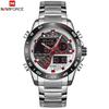 NAVIFORCE 9171 Men's Waterproof Dual Display Steel Band Sports Watch