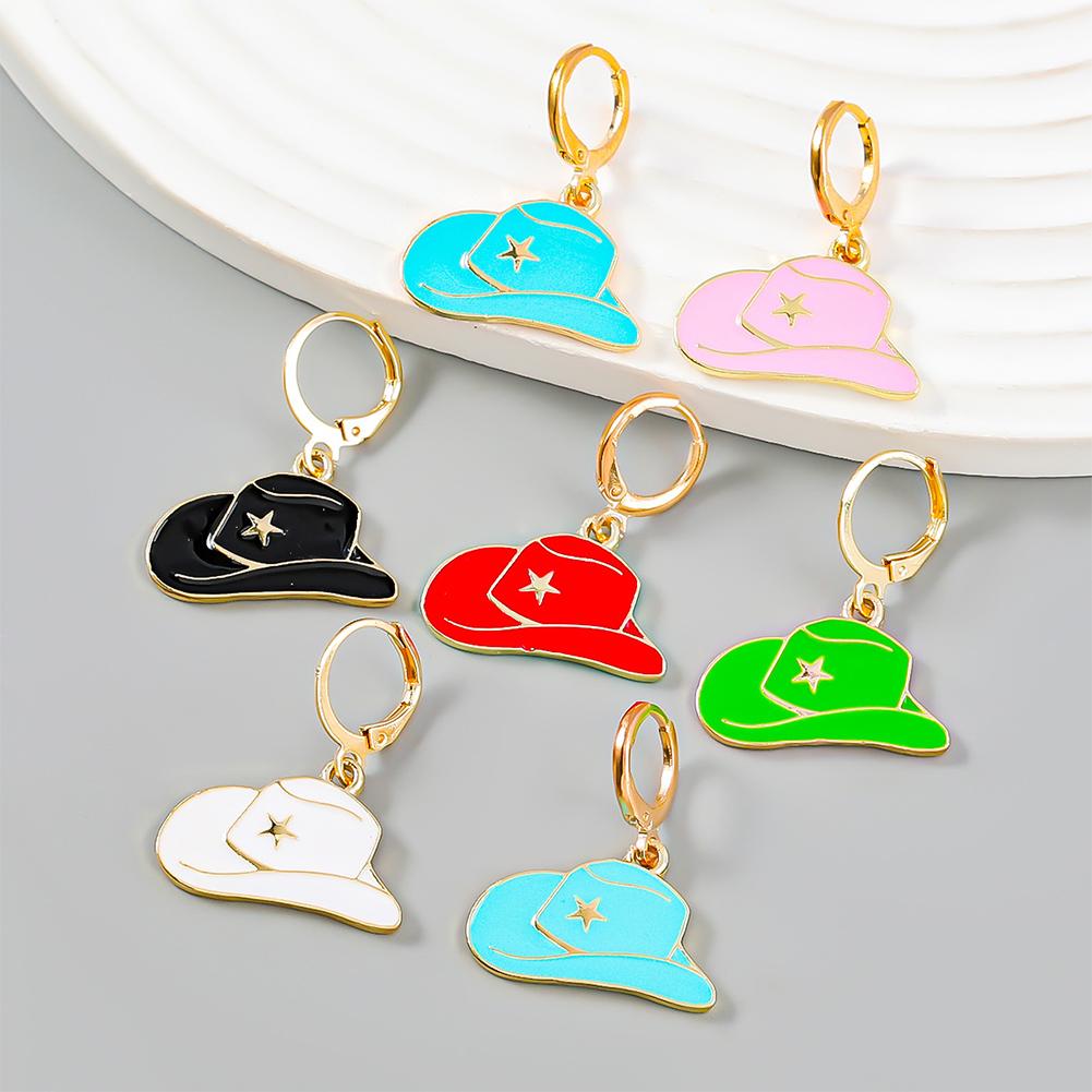 Women Fashion Earrings Trendy Cowboy Hat Alloy Earrings Jewelry Accessories For Girls Gifts