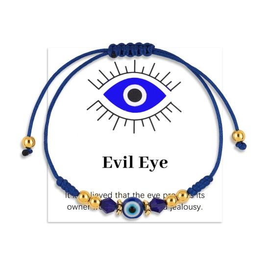 Браслет-шнурок от сглаза Регулируемый плетеный браслет-шнурок Амулет на удачу синий/золотой