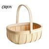 Reinforced Handle Organizer Handmade Woven Wood Storage Basket, Oval with Handle, Hand Utility Basket Large Capacity Bin for Kitchen And Home
