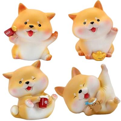 Leiasnow Shiba Inu Různé zboží Figurky Sada 4 Dekorace Doplňky do auta Zboží Shiba Inu Shibaken Interiér (Sada 4 malých Shiba Inu)