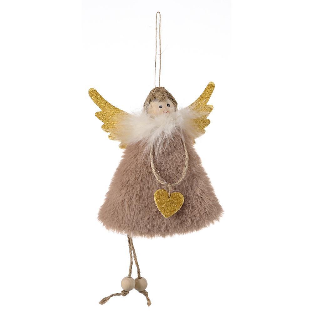 

Восхитительное Рождественское Украшение Ангел Девочка Сердце Ручной Работы Ярких Цветов Khaki Angel Pendant