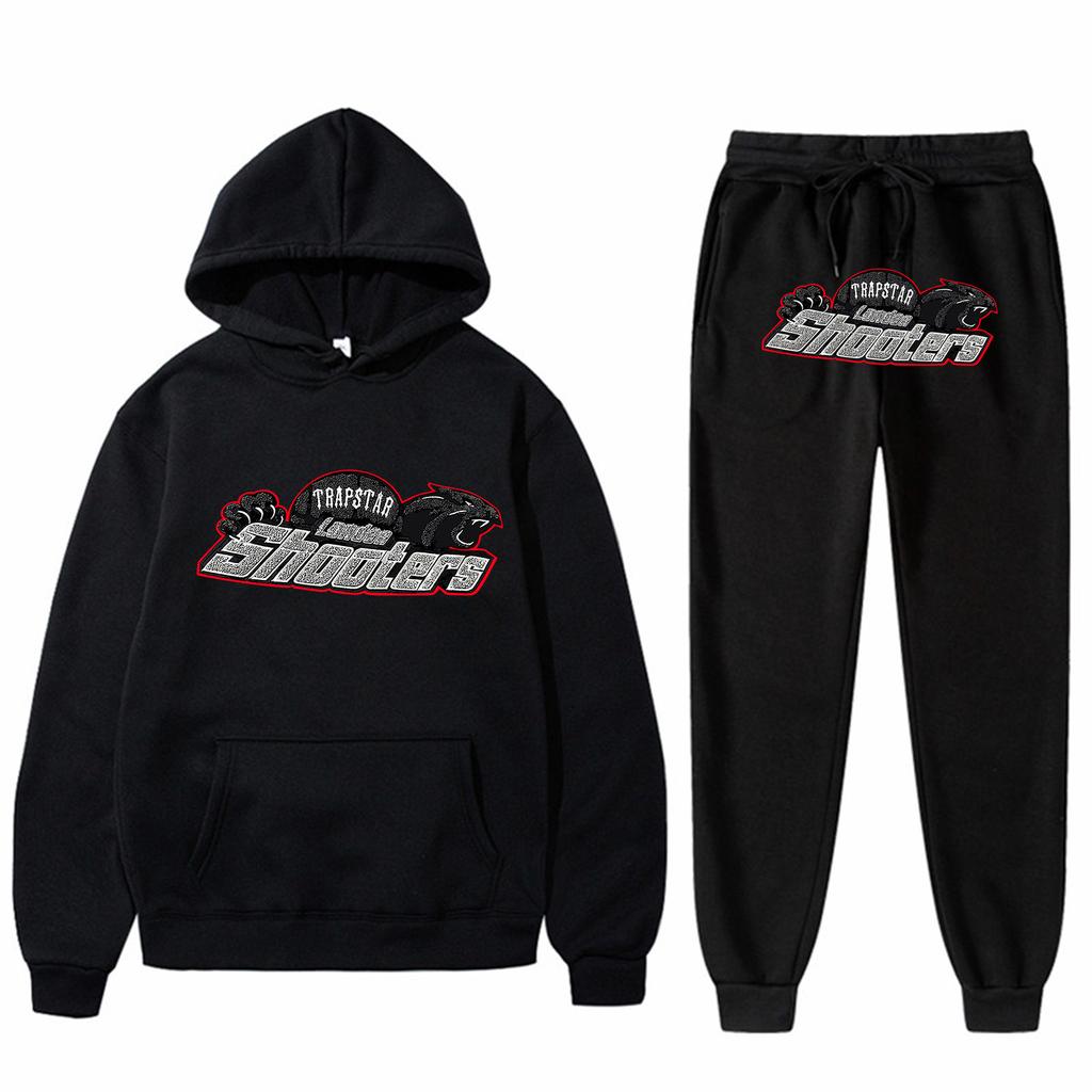 Conjunto de Sudadera Holgada de Manga Larga de Felpa para Hombre y Mujer con Pantalón, Sudadera con Capucha Estampada Bordada