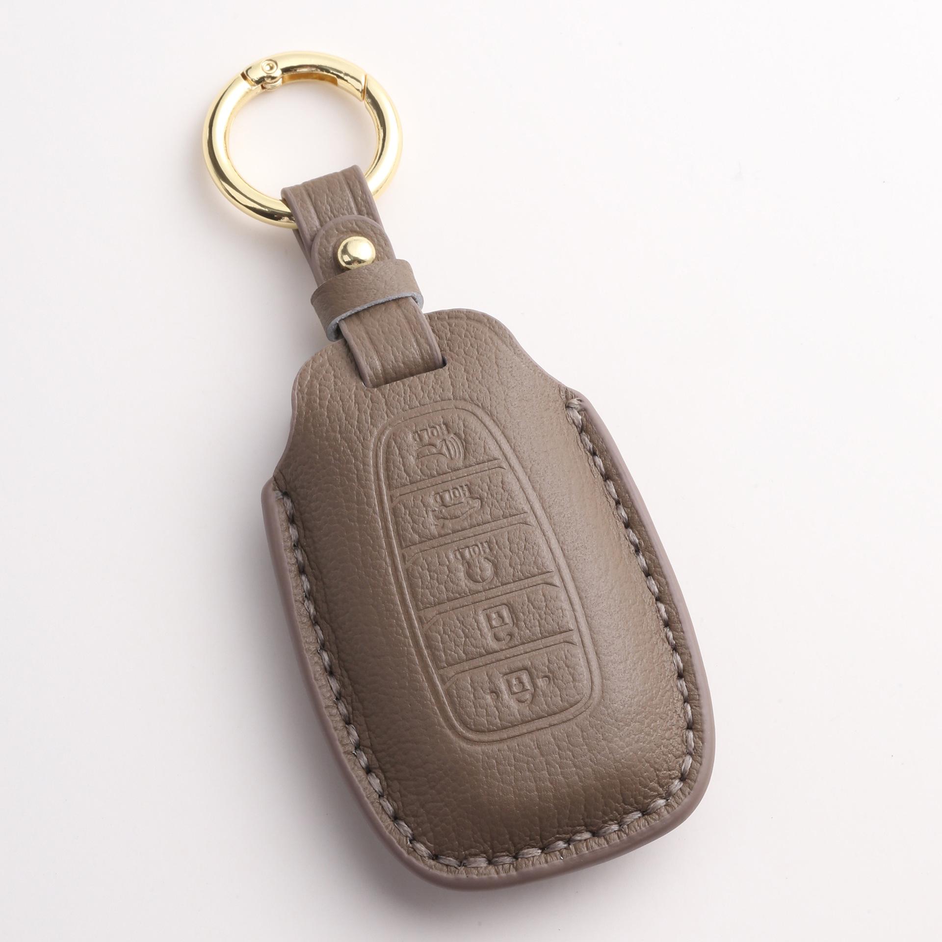 

Индивидуализированный чехол для ключа автомобиля подходит для современного чехла для ключа Fista, сумки для ключа автомобиля Kustu, из высококачественной натуральной кожи. коричневый