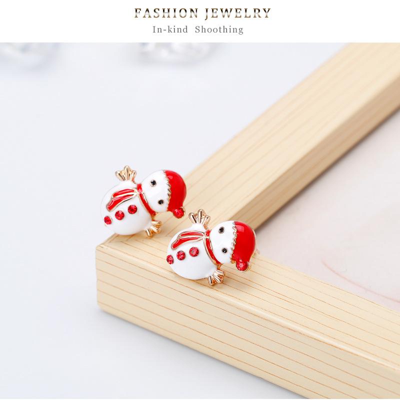 Women Christmas Snowman Ear Studs Cute Cartoon Earrings Jewelry Ornaments for Ladies