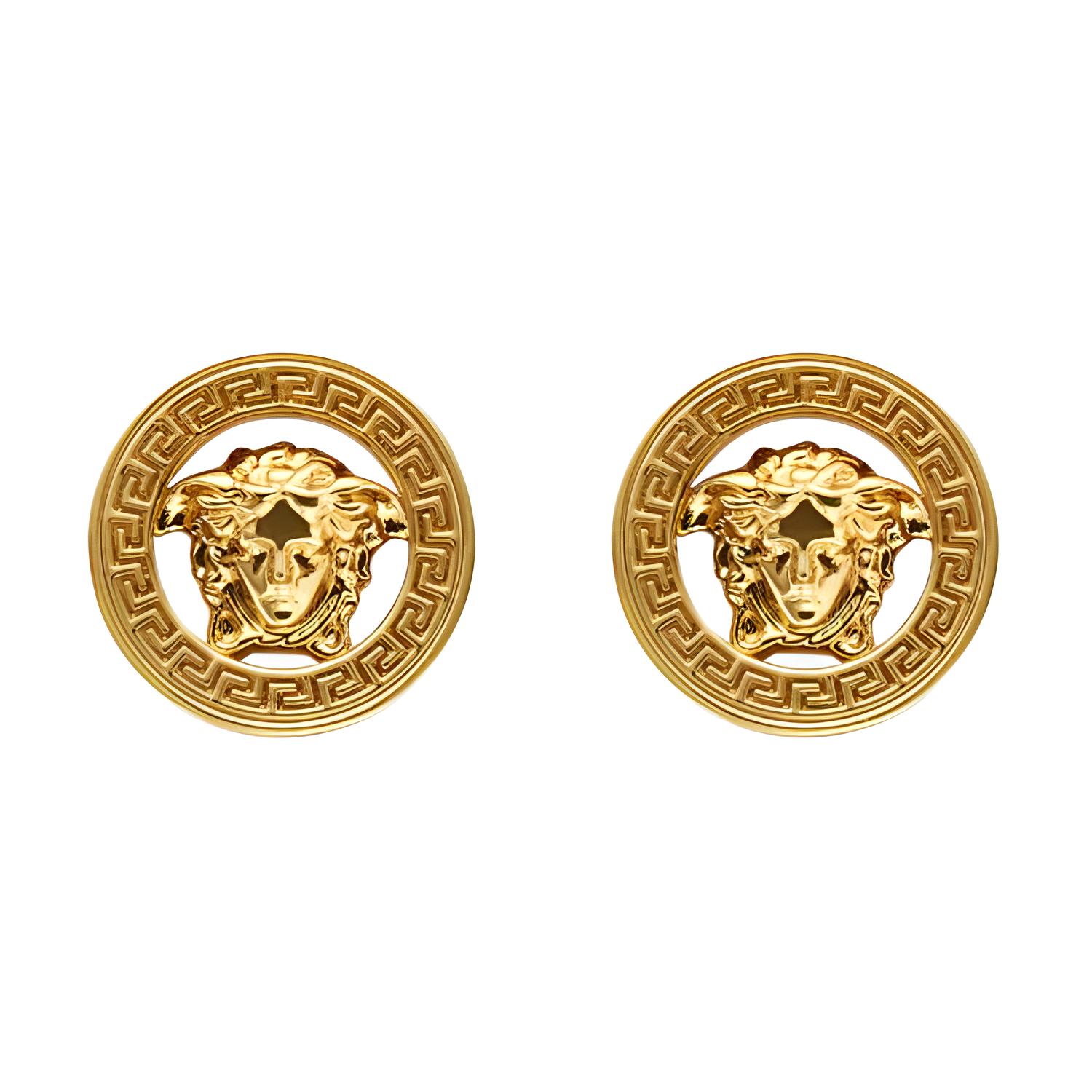 

Сережки-цвяхи з металевими шипами з логотипом Versace для жінок, золоті 1018955-1A00620-3J000 F,Gold