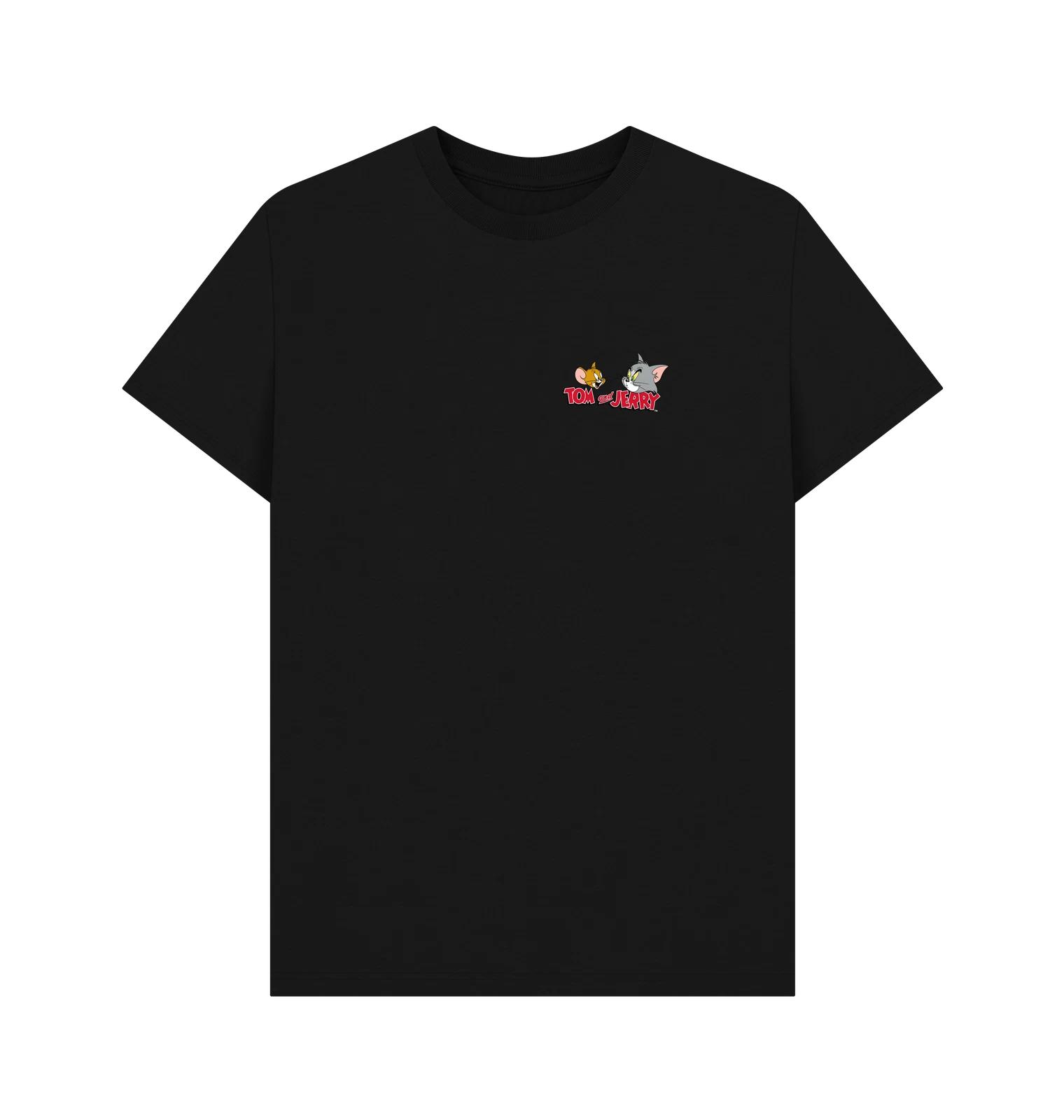 PREMIUM OFFICIAL Tom and Jerry Tom and Jerry Classic Faces Black T-Shirt 3XL