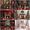 Mocsicka Christmas Fireplace Photography Background Home Xmas Tree Decoration Adult Children Photo Backdrop Holiday Party Banner