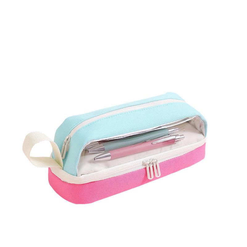 Large Capacity Multi-Layer Pencil Case with Transparent Mesh - Square and Round Design for Middle School Students
