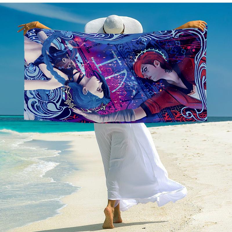 Ultra-Soft Beach Towel with Jinx Theme,Ideal for Pool - Camping, Diving - Perfect Travel Essential, Vibrant Beach Towel.