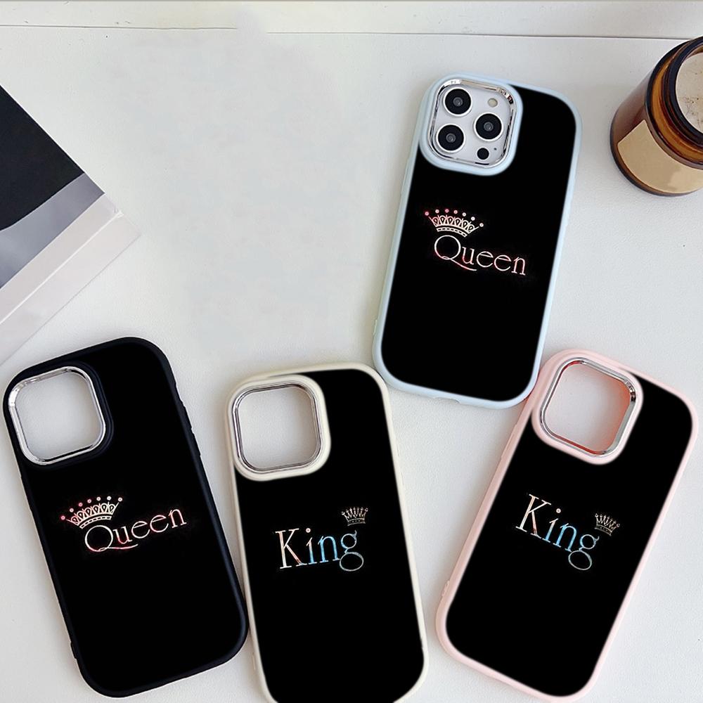 

Для iPhone 13 14 15 Pro Max Samsung Galaxy A14 A15 A24 Xiaomi 13T Redmi 12C Мягкий пухлый чехол для телефона A47 King Queen Пара любителей Чехол из ТПУ