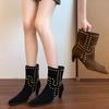 Autumn Winter Street Style Pointed Toe Women Ankle Boots Fashion Slip On Square Heels Shoes Female Modern Short Booties