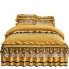 Quilted Velvet Duvet Cover Set Double Bed 220x240 King Size Embroidery Lace Luxury Quilt Cover Solid 2 Pillowcases Soft